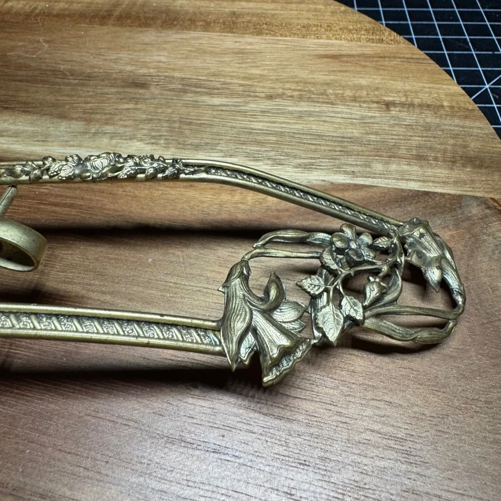Vintage Art Nouveau Brass Floral Sash Buckle Ornate Lily Rose Edwardian Style